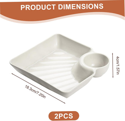 2 Pcs Chip and Dip Serving Set PP Chip and Dip Serving Set Vinegar Dish and Bowl Divided Dish and Square ChipaAnd Bowl W