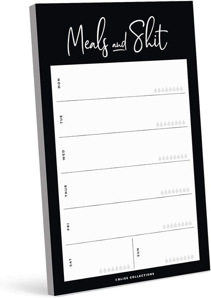 Bliss Collections Magnetic Meal Planner Notepad, 50 Sheets - Funny Weekly To Do List and Organizer for Groceries, Meal Prep, Notes and Tasks to Keep You Organized - Easy Tear-Off Sheets Writing Pad