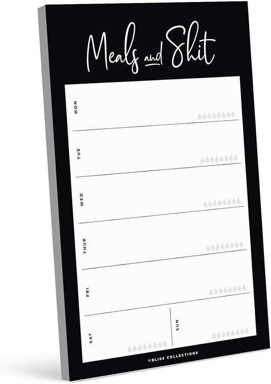 Bliss Collections Magnetic Meal Planner Notepad, 50 Sheets - Funny Weekly To Do List and Organizer for Groceries, Meal Prep, Notes and Tasks to Keep You Organized - Easy Tear-Off Sheets Writing Pad
