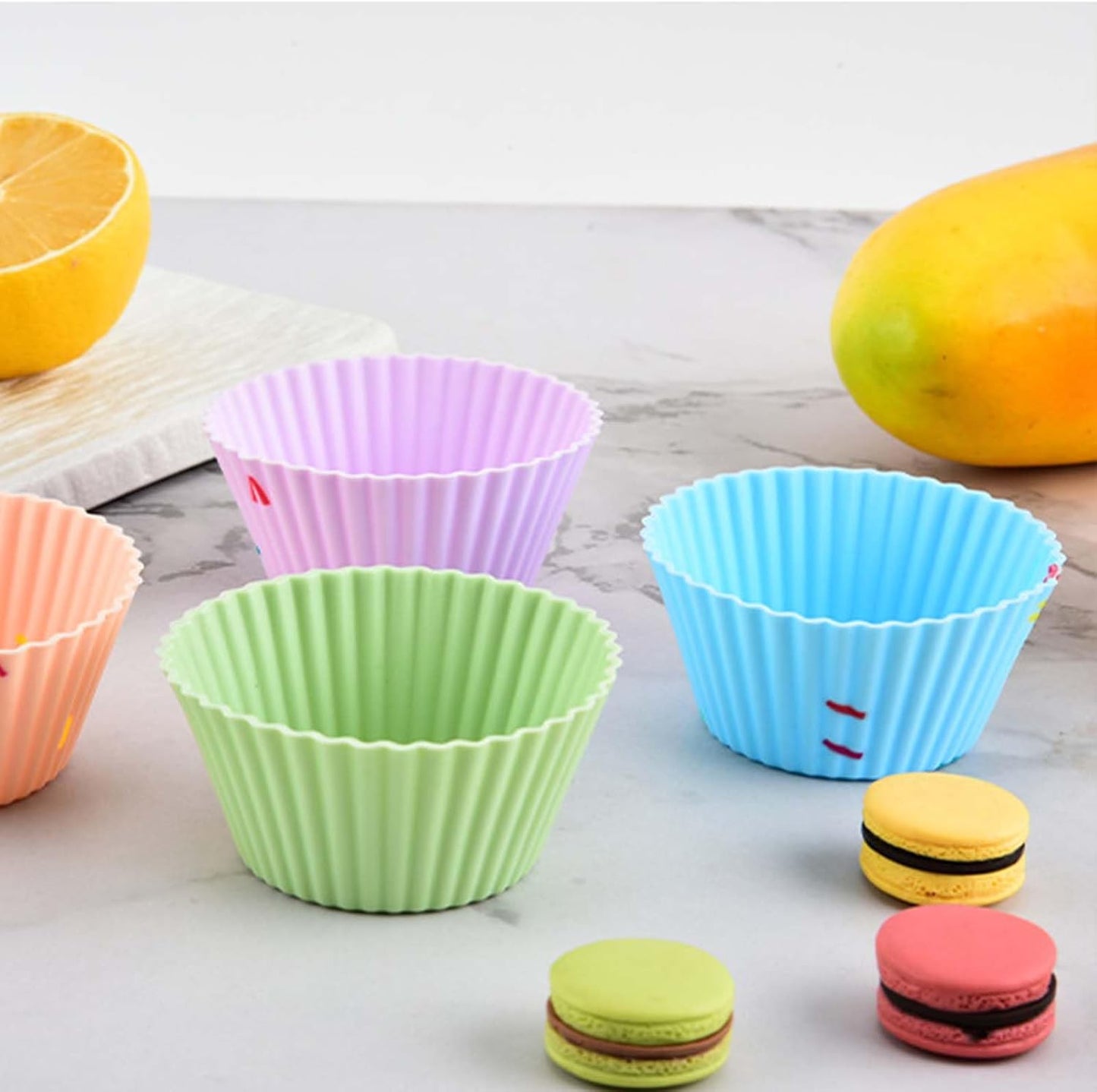 48 Pack Silicone Muffin Cups, Silicone Baking Cups, Muffin Liners, Reusable Cupcake Liners Nonstick, 9 Shapes Pastry Cake Molds Bento Lunch Box Dividers