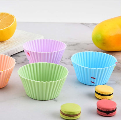48 Pack Silicone Muffin Cups, Silicone Baking Cups, Muffin Liners, Reusable Cupcake Liners Nonstick, 9 Shapes Pastry Cake Molds Bento Lunch Box Dividers