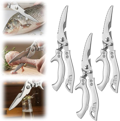 Heavy Duty Kitchen Scissors for Food, 2026 New Stainless Steel Bone Cut Kitchen Scissors Poultry Shears, Multi-Purpose Kitchen Shears for Meat Chicken Bone Fish Turkey Vegetables Seafood (1pc)
