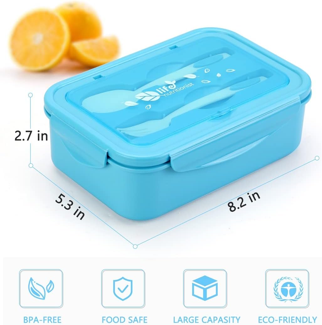 Bento Boxes for Adults - 1100 ML Bento Lunch Box Container For Kids With Spoon & Fork - Durable Perfect Size for On-the-Go Meal, BPA-Free and Food-Safe Materials(Grey)