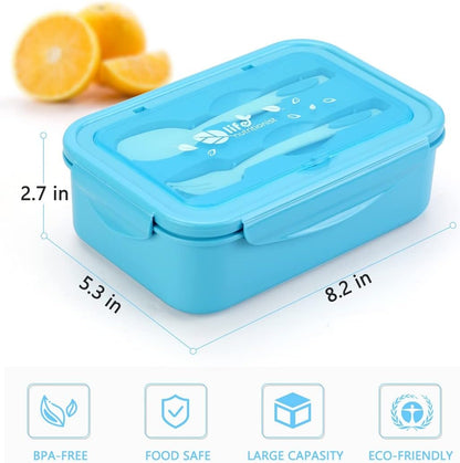 Bento Boxes for Adults - 1100 ML Bento Lunch Box Container For Kids With Spoon & Fork - Durable Perfect Size for On-the-Go Meal, BPA-Free and Food-Safe Materials(Grey)