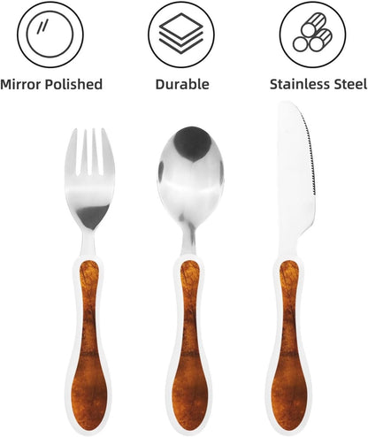 3-Piece Kids Silverware Set With Storage Case, Stainless Steel Reusable Children Safe Knife Spoon Fork Set Cartoon Cute Penguin Children Flatware Set For Kids Lunch Box