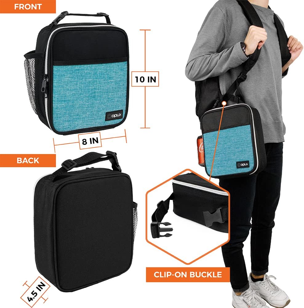 opux Premium Insulated Lunch Box, Soft School Lunch Bag for Kids Boys Girls, Leakproof Small Lunch Pail Men Women Work, Reusable Compact Cooler Tote Lunchbox for Office Adult, Black