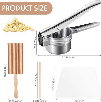 Potato Ricer Set, 3 Discs, Gnocchi Board, Rolling Pin, Pasta Tools