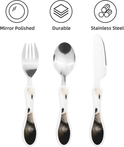 3-Piece Kids Silverware Set With Storage Case, Stainless Steel Reusable Children Safe Knife Spoon Fork Set Colorful Abstract Dragonfly Children Flatware Set For Kids Lunch Box