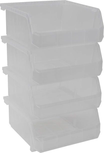ReadySpace Medium Plastic Storage Bins, Stackable Organizer Containers for Closet Pantry Shelf Garage and Office Organization, Clear, 8 Pack