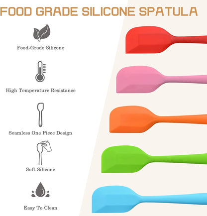 Silicone Spatula Heat Resistant 8.5 inch Small Rubber Spatulas Cooking Utensil Set Non-Stick Flexible Rubber Cooking Gadget For Cake/Cream/Pastry/Butter/Batter Mixing/Cooking-(5 Pieces)