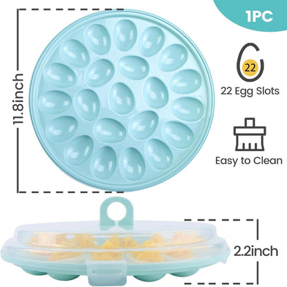 HAKSEN Deviled Egg Containers with Lid, 3PCS Deviled Egg Platter Carrier Holder Trays with 66 Slots for Party and Home Kitchen, Clear