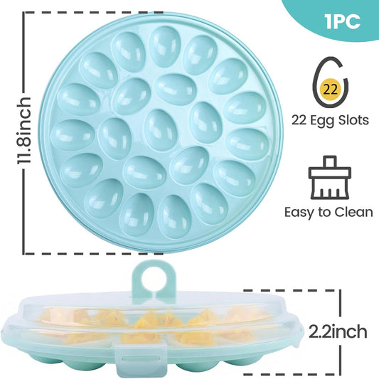 HAKSEN Deviled Egg Containers with Lid, 3PCS Deviled Egg Platter Carrier Holder Trays with 66 Slots for Party and Home Kitchen, Clear
