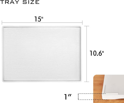 White Serving Tray (13.5 x 9.6 inch) for Serving Accessory, Elegant & Stackable Plastic Tray for Spa, Coffee, Drinks, Tea, Bar, Party, Seasoning, Perfume and Display Use.