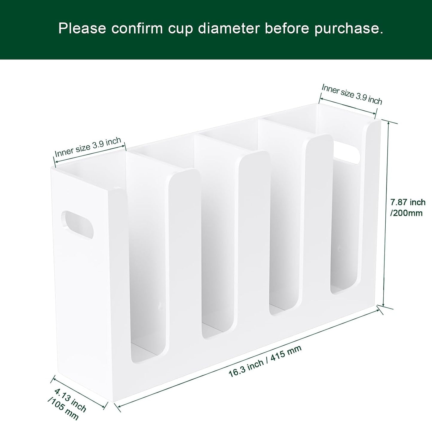Disposable Coffee Cup Dispenser with Handles, Countertop or Wall Mount Hot/Cold Drink Cup and Lid Holder - Bathroom/Kitchen/Office Acrylic Cup Lid Storage Organizer (1 Compartment, Clear)