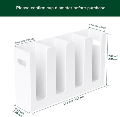 Disposable Coffee Cup Dispenser with Handles, Countertop or Wall Mount Hot/Cold Drink Cup and Lid Holder - Bathroom/Kitchen/Office Acrylic Cup Lid Storage Organizer (1 Compartment, Clear)
