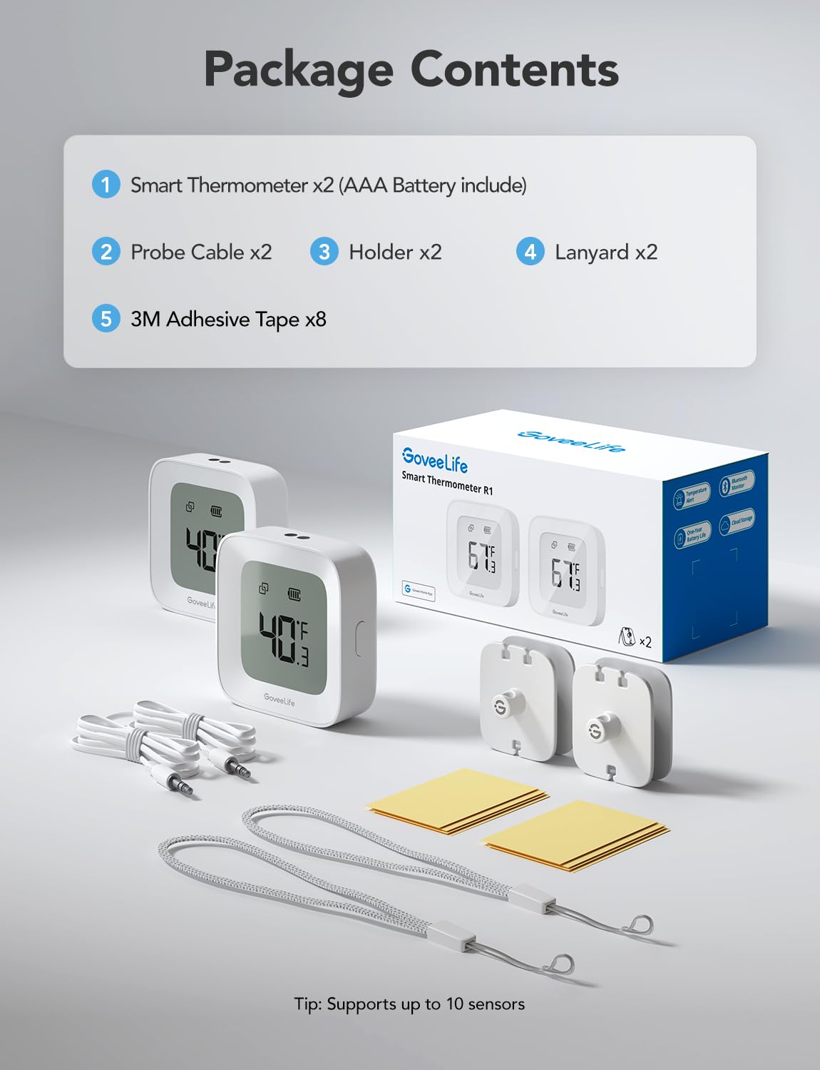 GoveeLife Bluetooth Refrigerator Thermometer with LCD Disaplay