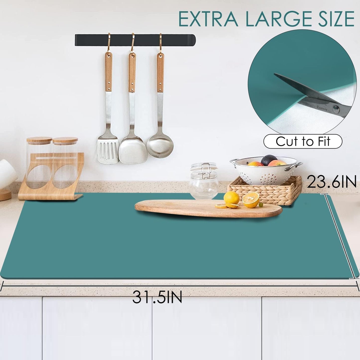 Extra Large Silicone Mat, 31.5x23.6 Inch Heat Resistant Mat for Kitchen Counter, Non Stick Silicone Baking Mat for Dough and Pastry, Thick Silicone placement Countertop Protector, Black countertop mat