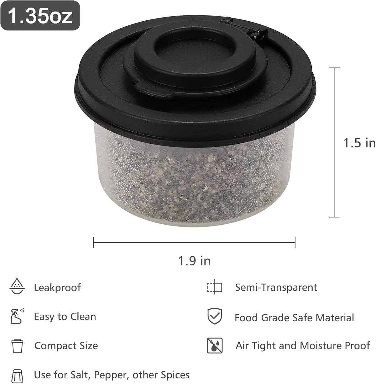 Accmor Salt and Pepper Shakers, Mini Salt Shaker to go Moisture Proof Salt Pepper Shakers Spice Container Dispenser for Camping Picnic Lunch Boxes Travel Kitchen