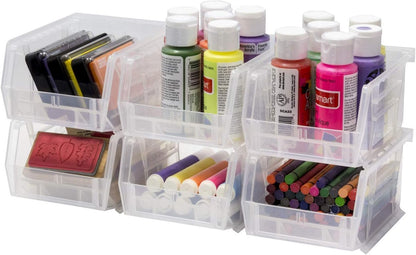 Akro-Mils 30210 AkroBins Plastic Storage Bins, Space-Saving Stackable Bins for Garage, Pantry, Craft Organization, 5" x 4" x 3", Black, 24-Pack