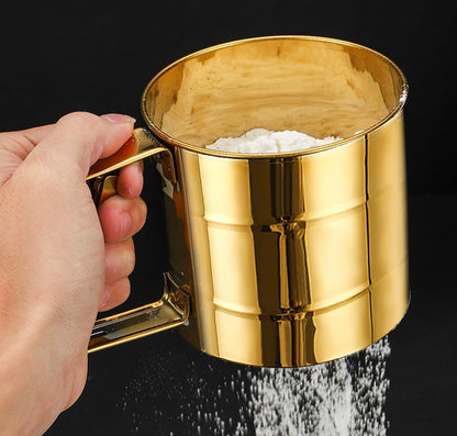 Stainless Steel Fine Mesh Sieve Flour Sifter Golden Flour Cup Sifter