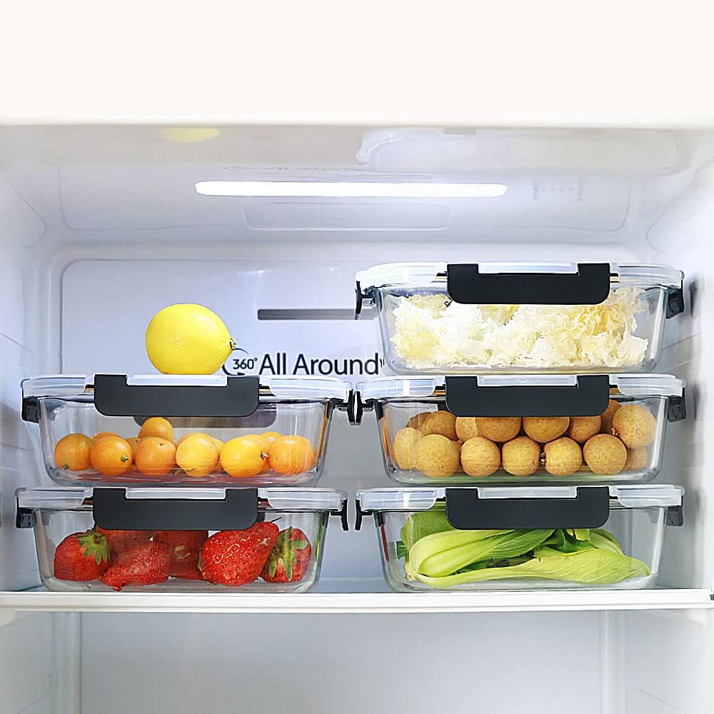 DAS TRUST 10 Pack Glass Meal Prep Containers Meal Prep Bowls Food Storage Containers Glass Food Prep Containers with Lids Lunch Container for Adults Lunch Box Bento Boxes