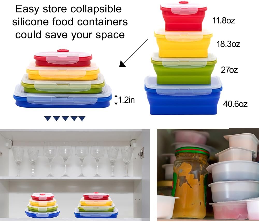Collapsible Silicone Food Storage Container Set (INDIGO)