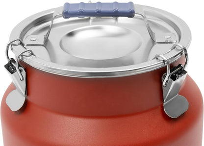 Sealed Rice Storage Container, 12L/3gal Stainless Steel Kitchen Food Storage Bin with Lids Locking Clamp, Airtight Canisters Container for Flour Rice Cereal Grain Coffee Bean (Red)