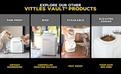 Vittles Vault Traditional Pet Food Storage Container For Dog Kibbles/Bird Seed/Oatmeal/Rice/Flour/Cereal, BPA Free Plastic, Sealed Airtight For Cat Food, Up To 50 lb, Made in USA, With Scoop, Gray