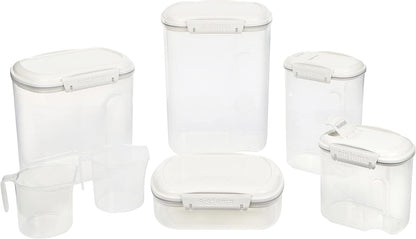 Sistema Flour and Sugar Storage Containers for Pantry with Lids and Measuring Cup, Dishwasher Safe, 13.7-Cup, White