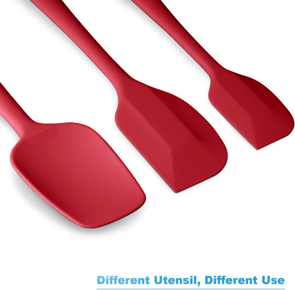 Silicone Spatula 3-piece Set, Ergonomic Handle High Heat-Resistant Spatulas, Non-stick Rubber Spatulas with Stainless Steel Core, Black