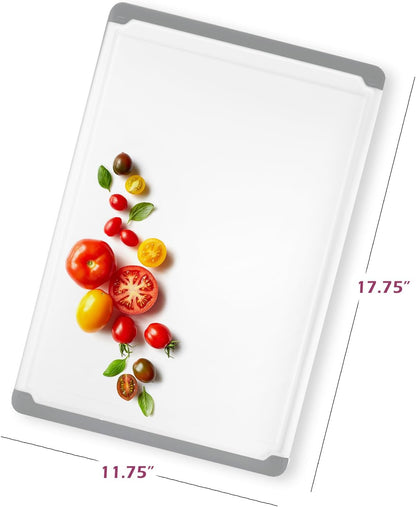 Plastic Cutting Board for Kitchen - Extra Large Cutting Board 18 Inch Reversible Chopping Board, Juice Groove, Non Slip Feet, Dishwasher Safe, BPA Free Large Cutting Board for Meat Vegetables Fruit