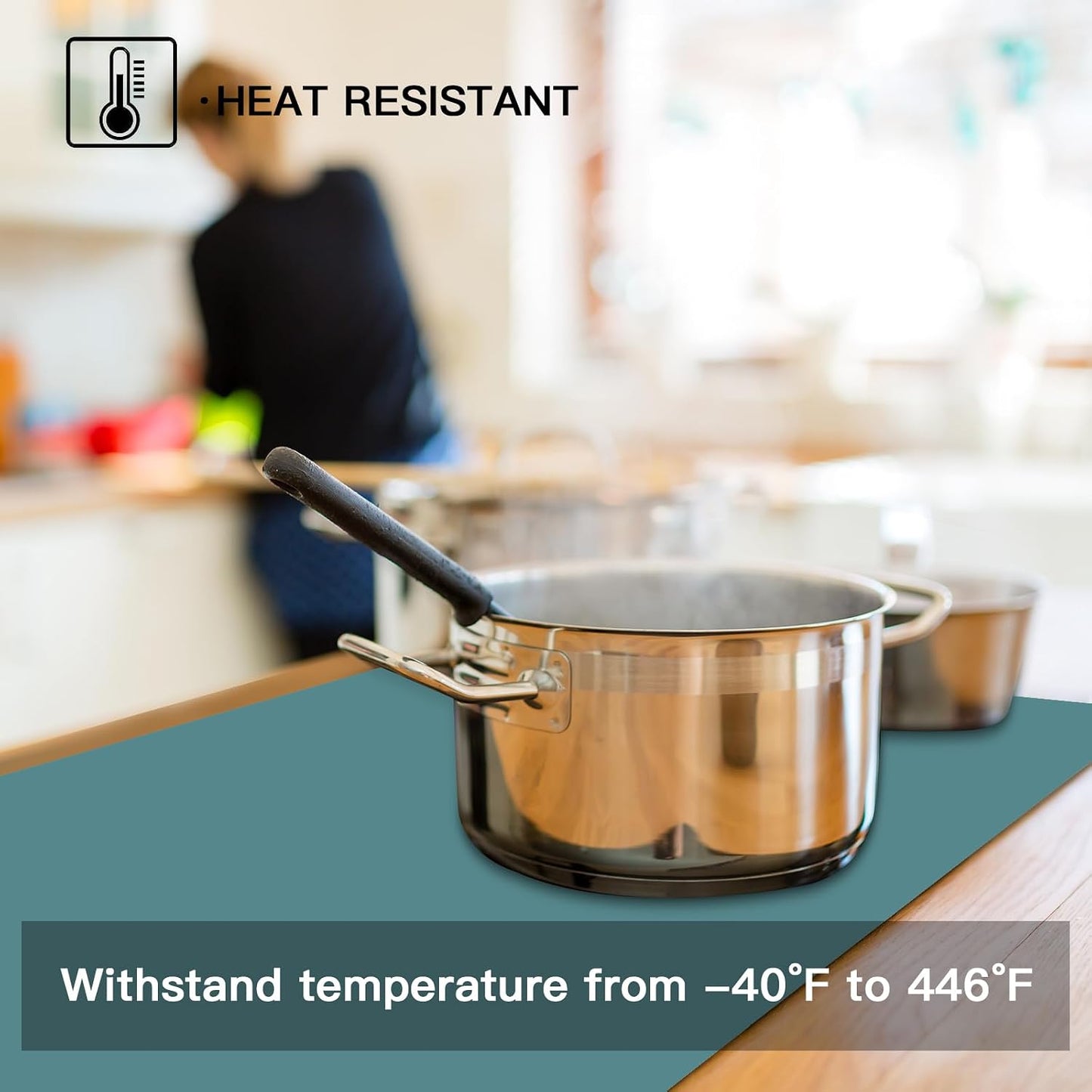 Silicone Mats for Kitchen Counter, 47.3"x23.6"x0.08" Largest Heat Resistant Mat Kitchen Island Waterproof 2MM Thick Countertop Protector Mat Nons-slip Extra Large Counter Mat (Black)