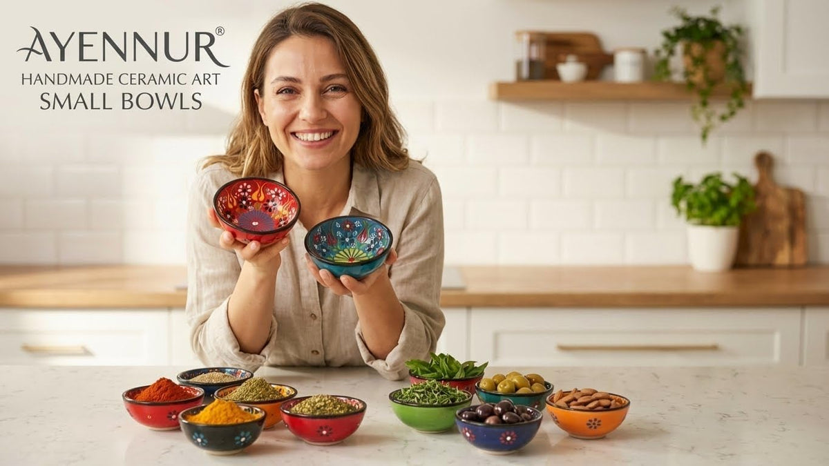 Terracotta Pinch Bowls Set of 8 – Small Ceramic Prep Bowls for Spices, Sauces & Dips – Mini Dipping Bowl for Kitchen Prep, Serving & Charcuterie – Colorful Handmade-Style Bowl