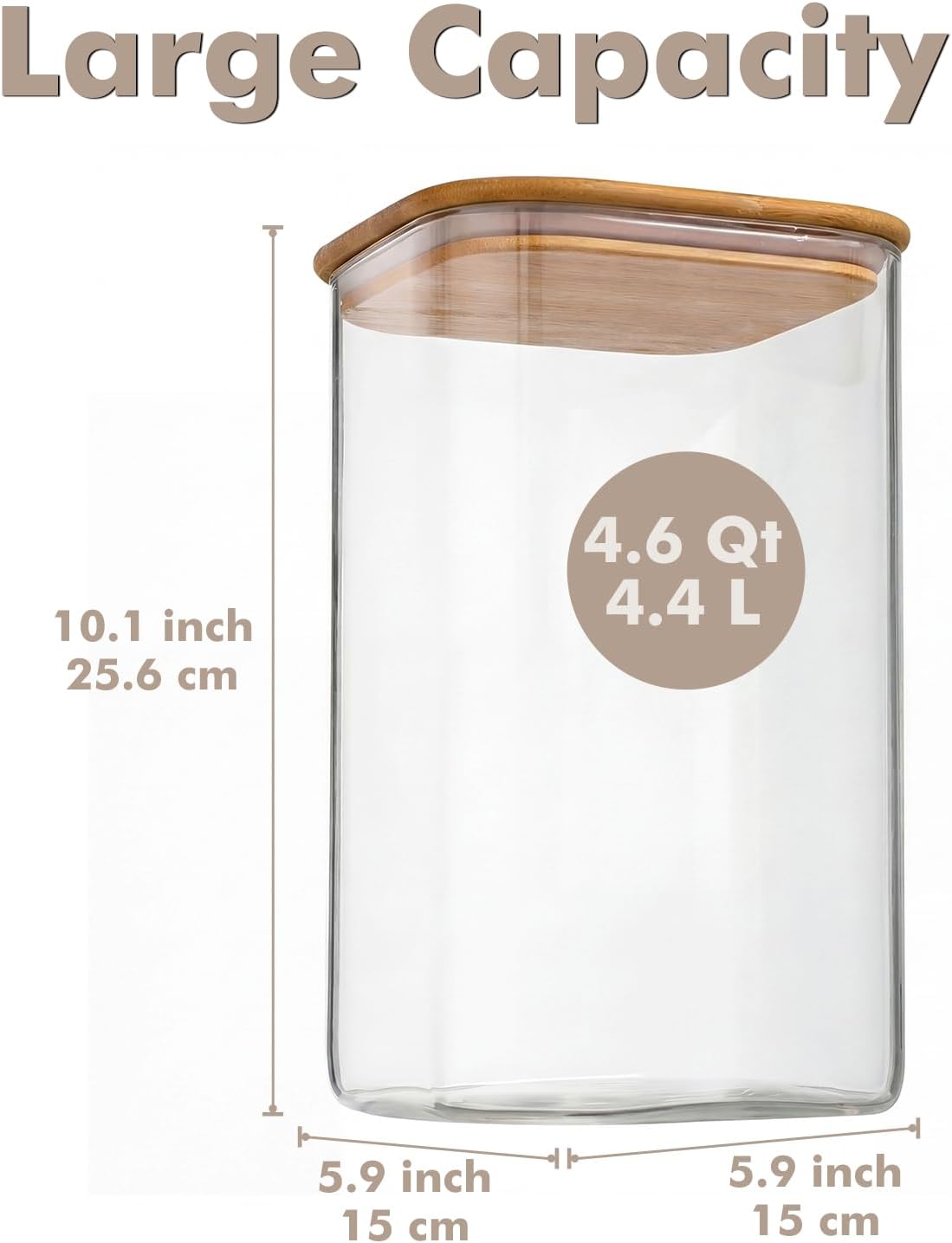 2-Pack 3.4Qt Large Glass Flour Sugar Storage Containers with Lids | Wide Mouth Design, With Measuring Cups, Minimalist Kitchen Organizer,Scandinavian Style Storage,Nordic Style Storage