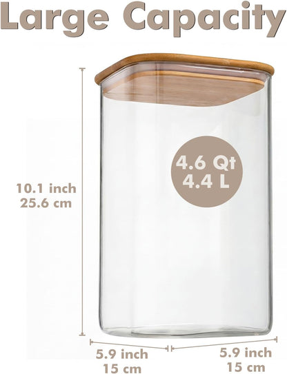 2-Pack 3.4Qt Large Glass Flour Sugar Storage Containers with Lids | Wide Mouth Design, With Measuring Cups, Minimalist Kitchen Organizer,Scandinavian Style Storage,Nordic Style Storage