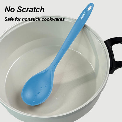 VOVOLY Silicone Spoons for Cooking, Solid & Slotted Spoon Set, Med, Black