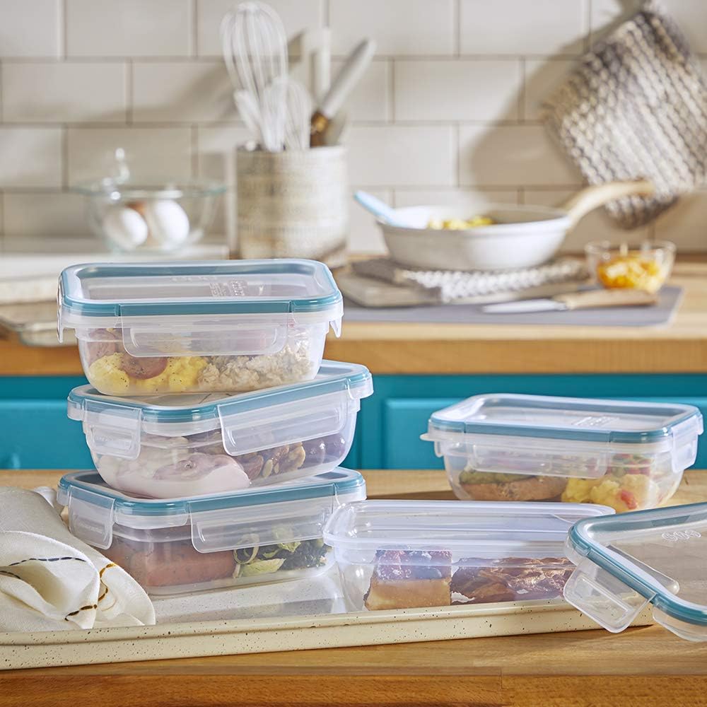 Snapware Plastic Total Solution (21-Pack) Large Food Storage Containers Set, Meal Prep Containers with Plastic BPA-Free Lids & 4 Locking Tabs, Microwave, Dishwasher, and Freezer Safe