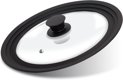 Lerykin Tempered Glass Lid - Universal Lid with Heat Resistant Silicone Rim for Pots, Pans and Skillets - Pan Cover Replacement Lid Fits 9.5", 10" and 11" Diameter Cookware