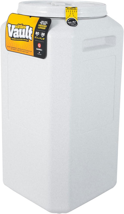 Vittles Vault Traditional Pet Food Storage Container For Dog Kibbles/Bird Seed/Oatmeal/Rice/Flour/Cereal, BPA Free Plastic, Sealed Airtight For Cat Food, Up To 30 lb, Made in USA, With Scoop, Gray