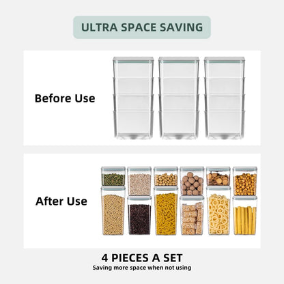 Food Storage Containers with Lids,2.9Qt 2Pcs Airtight Pop Food Storage Containers, BPA-Free Stackable Kitchen Pantry Organizers and Storage, One Button Opening Flour and Sugar Container Sets