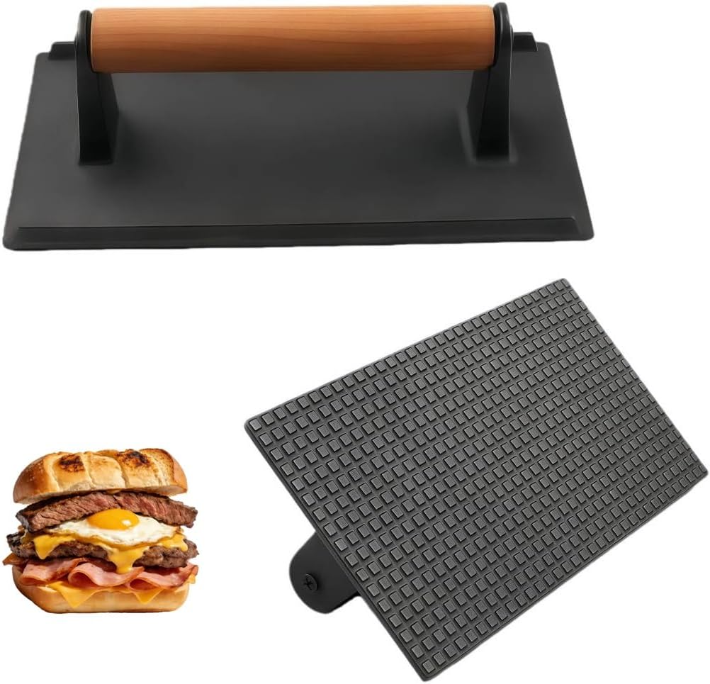 Grill Weight Press Cast Iron, 2.4LB Rectangle Meat Weight Bacon Smash
