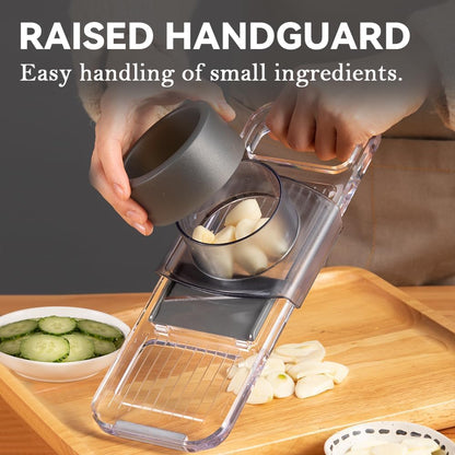 KEOUKE Transparent Multifunctional Mandoline Slicer - 6 Blades Interchangeable, Handheld Vegetable Cutter with Hand Guard for Kitchen, Onion, Garlic, Safe Food Slicer