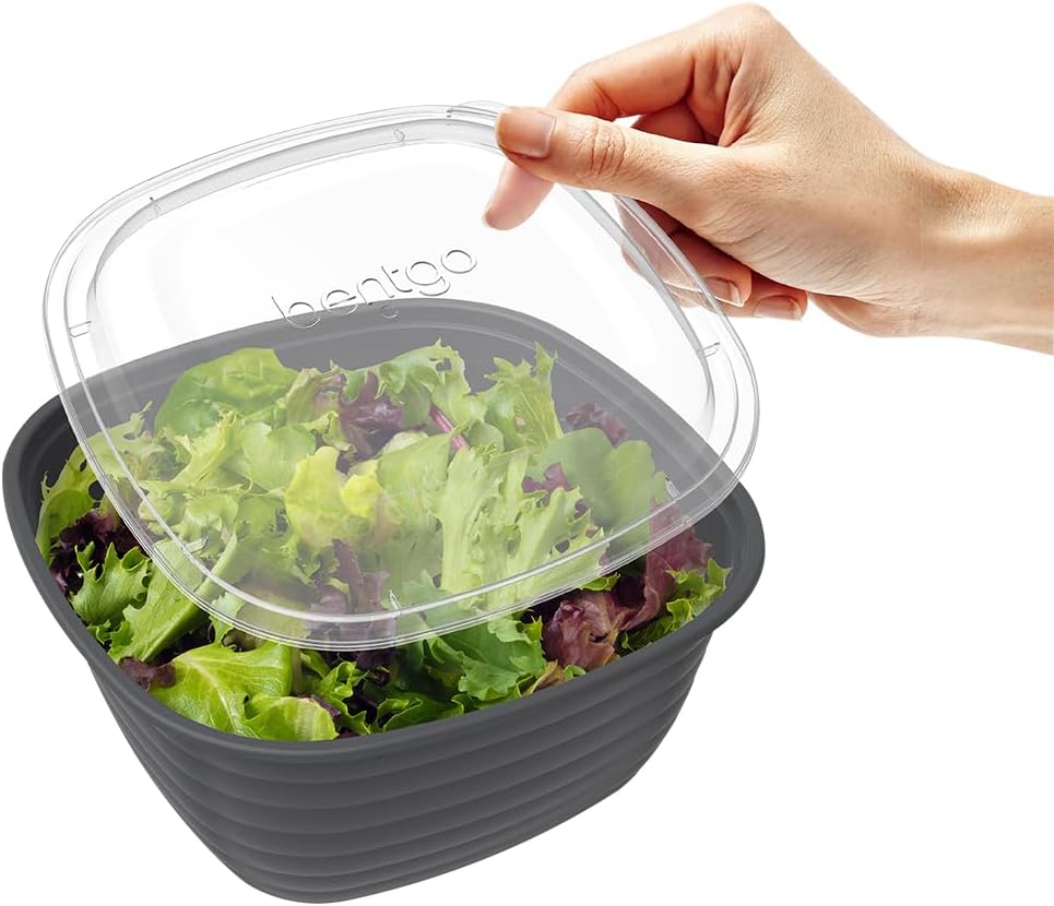 Bentgo Prep - 1-Compartment Bowls with Custom-Fit Lids - Reusable, Microwave Safe, Durable, PFAS & BPA-Free, Freezer & Dishwasher Safe Meal Prep Food Storage - 10 Bowls & 10 Lids (White Stone Tan)