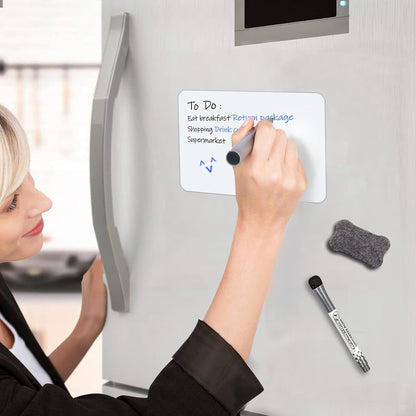 INMORVEN Small White Board Dry Erase Menu Planner, 8"x6" Magnetic Small Dry Erase Board for Fridge Grocery List, Refrigerator White Boards to Do List, with Markers and Eraser