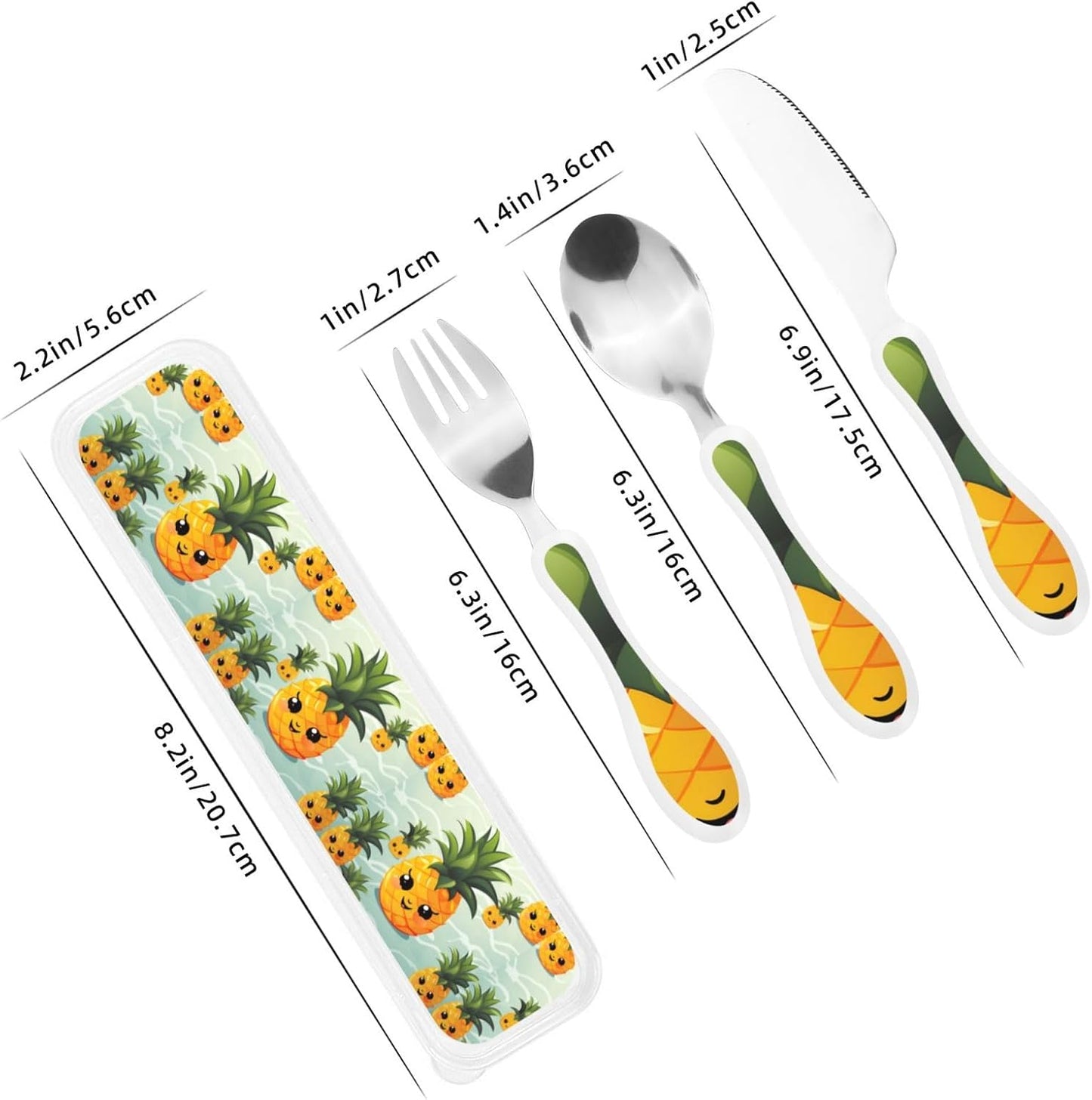 3-Piece Kids Silverware Set With Storage Case, Stainless Steel Reusable Children Safe Knife Spoon Fork Set Dragonfly Insects Flowers Children Flatware Set For Kids Lunch Box