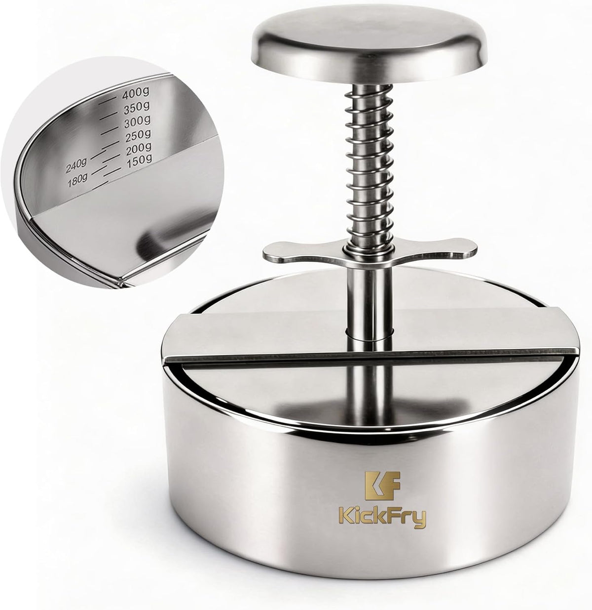 KickFry Hamburger Press Patty Maker - 4.5" Stainless Steel Patty Press Mold