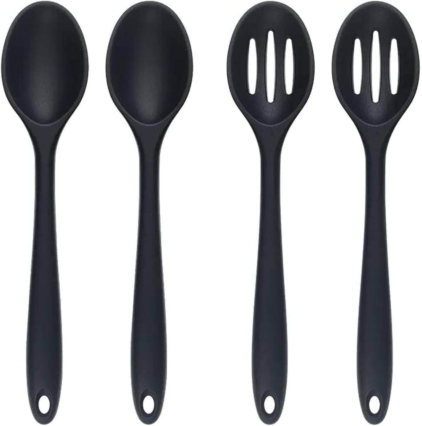 Silicone Spoons Set of 5,Mixing Spoons for cooking,Heat Resistant Spoons, Mixing Spoons for Kitchen Cooking Baking Stirring Mixing Tools (2pcs Large & 3pcs small)