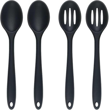 Silicone Spoons Set of 5,Mixing Spoons for cooking,Heat Resistant Spoons, Mixing Spoons for Kitchen Cooking Baking Stirring Mixing Tools (2pcs Large & 3pcs small)