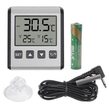 ACEIRMC 2pcs Fridge Refrigerator Thermometer Freezer Thermometer high and Low Temperature Alarm Extra Sensor Big LCD Stainless Panel