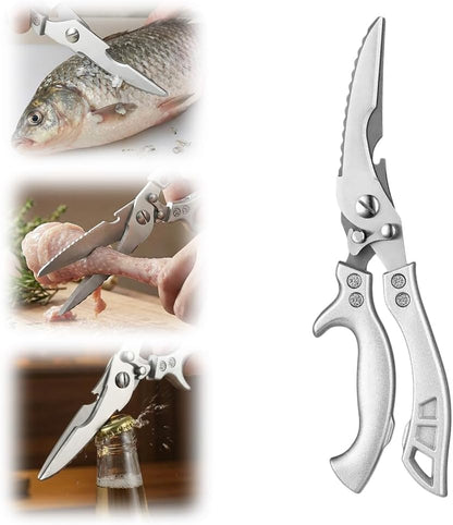 Heavy Duty Kitchen Scissors for Food, 2026 New Stainless Steel Bone Cut Kitchen Scissors Poultry Shears, Multi-Purpose Kitchen Shears for Meat Chicken Bone Fish Turkey Vegetables Seafood (1pc)